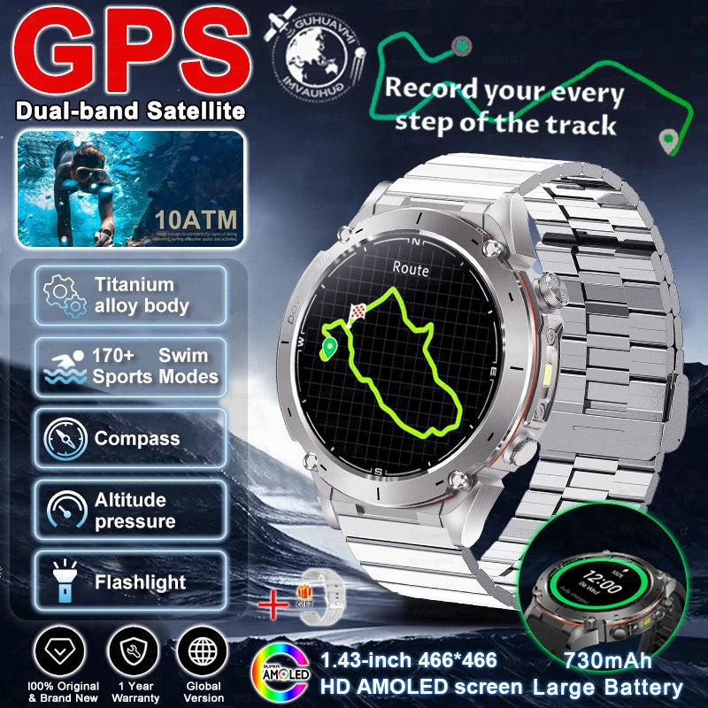 For HUAWEI GPS Smart Watch 10ATM Waterproof Built-in Dual-Band GNSS BT Call Compass  MIL-STD 810H Grade Military Smartwatch 2025