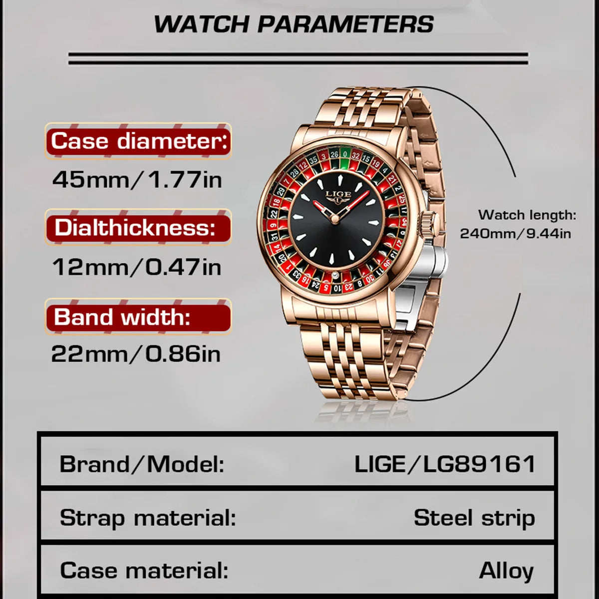 LIGE Turntable Vision - 3D Rotating Dial Business Sport Watch