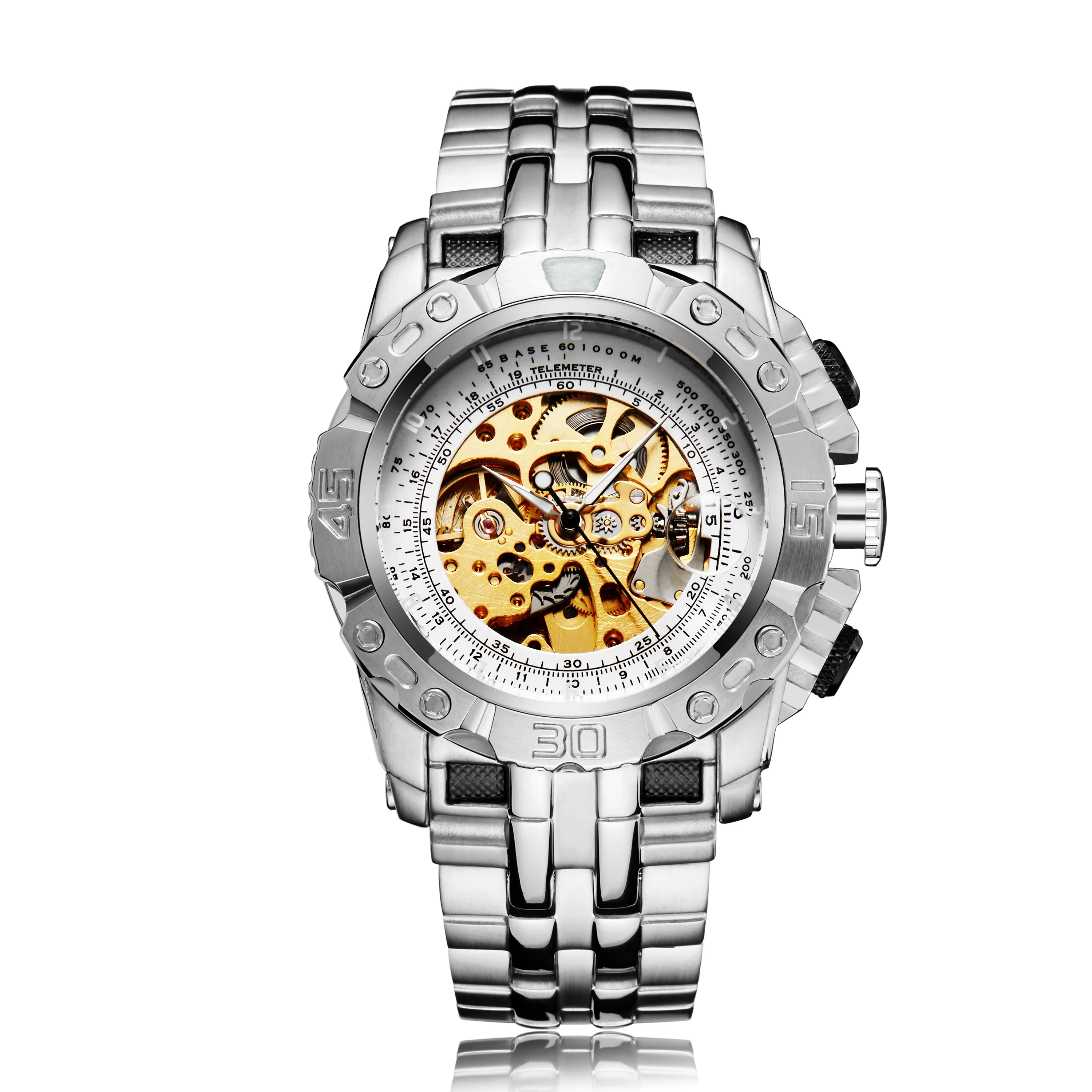Skeleton Mechanical Watch Men's Top Brand Luxury Automatic Wristwatch Stainless Steel Band Sports Waterproof Male Reloj Gifts