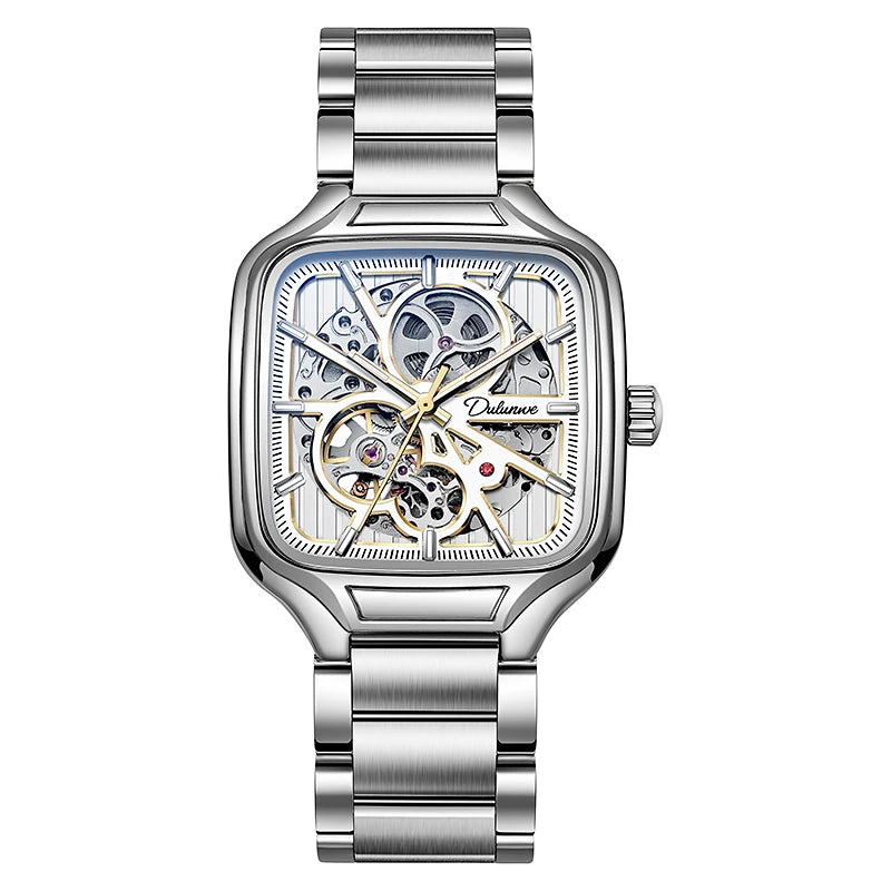 Skeleton Watch Men Fashion Stainless Steel High Quality Square Dial Luminous Automatic Mechanical Watches Relogios Masculino