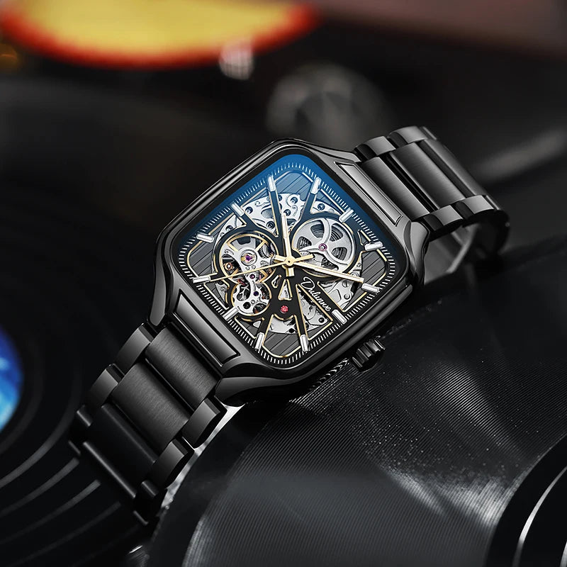 Skeleton Watch Men Fashion Stainless Steel High Quality Square Dial Luminous Automatic Mechanical Watches Relogios Masculino