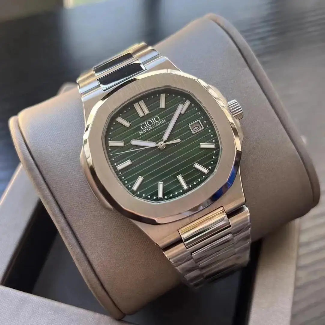 Luxury New Elegant Mens Automatic Mechanical Watch 5711 Simple 904L Stainless Steel Calendar Silver Yellow Gold Blue Green
