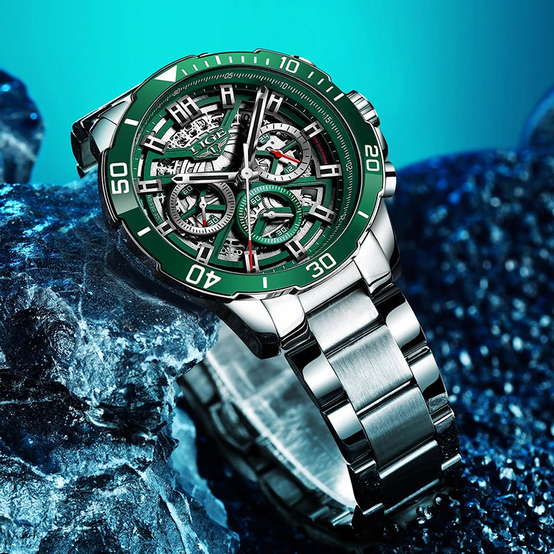 LIGE 2024 Fashion Watches Men Top Brand Business Luxury Mens Watch Sport Waterproof Chronograph Quartz Wristwatches Reloj Hombre