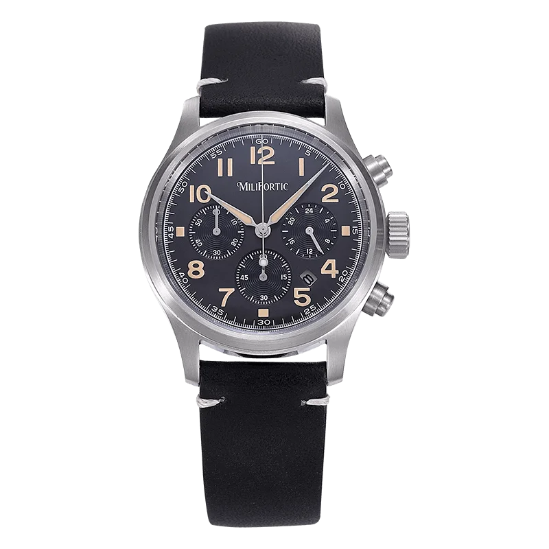 MF Solar Chronograph M069 39mm Military Style Calendar VS75 Stainless Steel Case Wristwatches