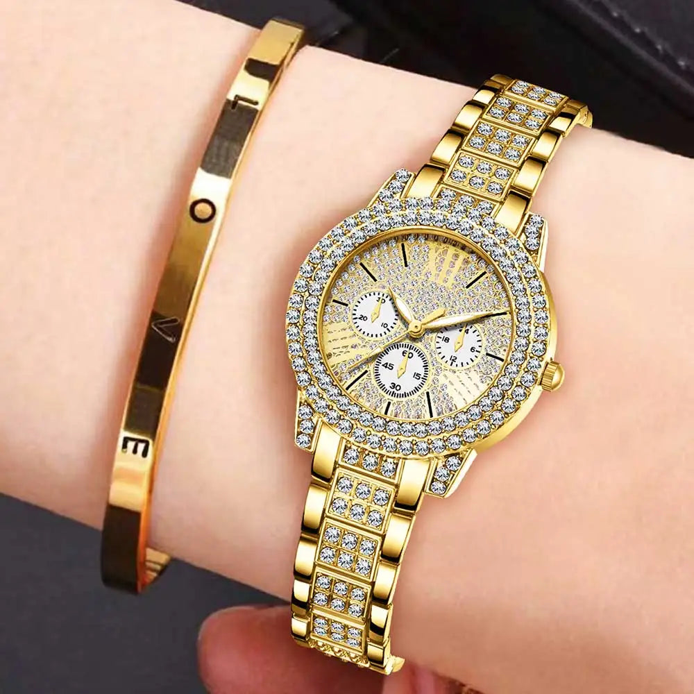Luxury Watches Women Diamond Rhinestone Fashion Elegant Wristwatch Quartz Watch Ladies Clock For Girl Relogio Feminino
