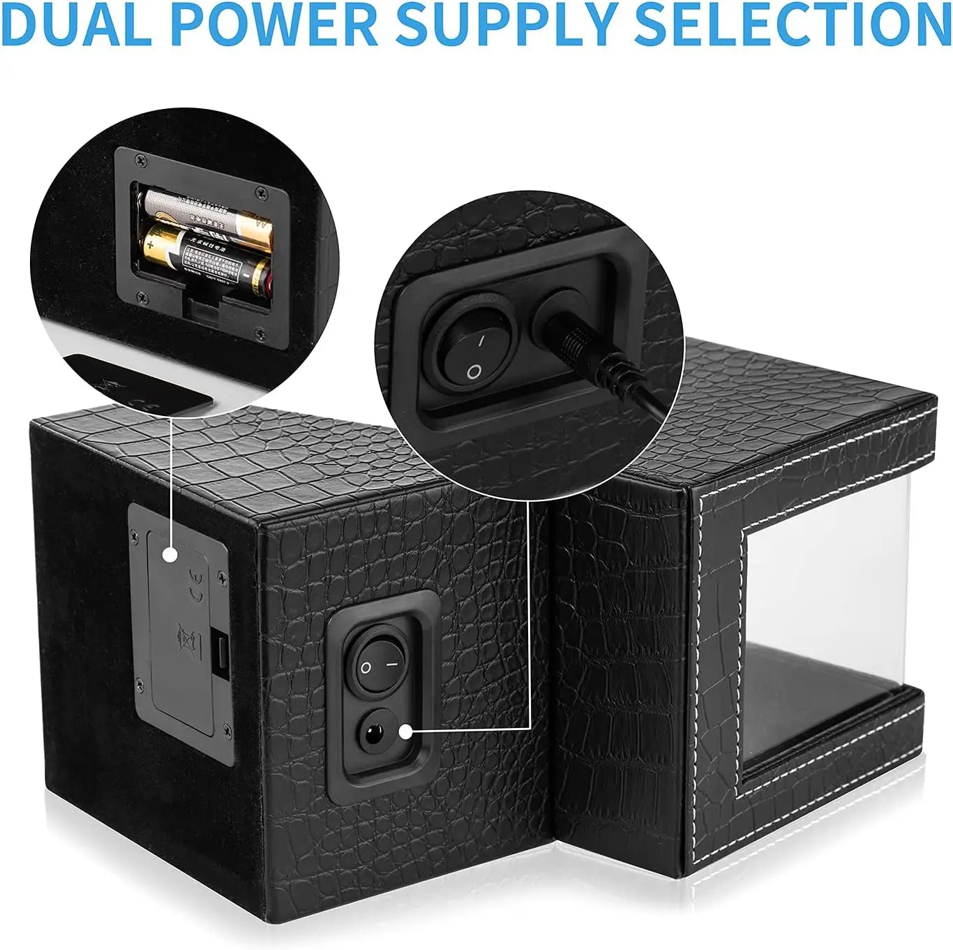 Premium Automatic Watch Winder - Black Leather with Japanese Silent Motor