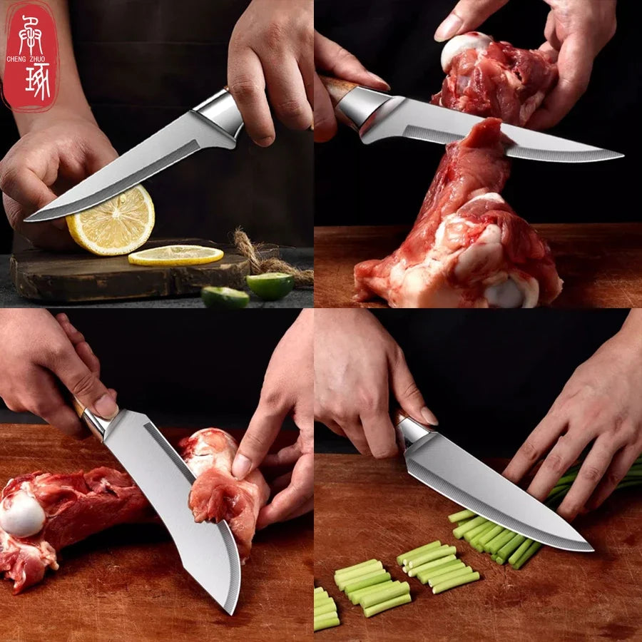 Stainless Steel Kitchen Knife Set Meat Cutting Knife Butcher's Pig Killing Knife Professional Boning Knife Kitchen Accessories