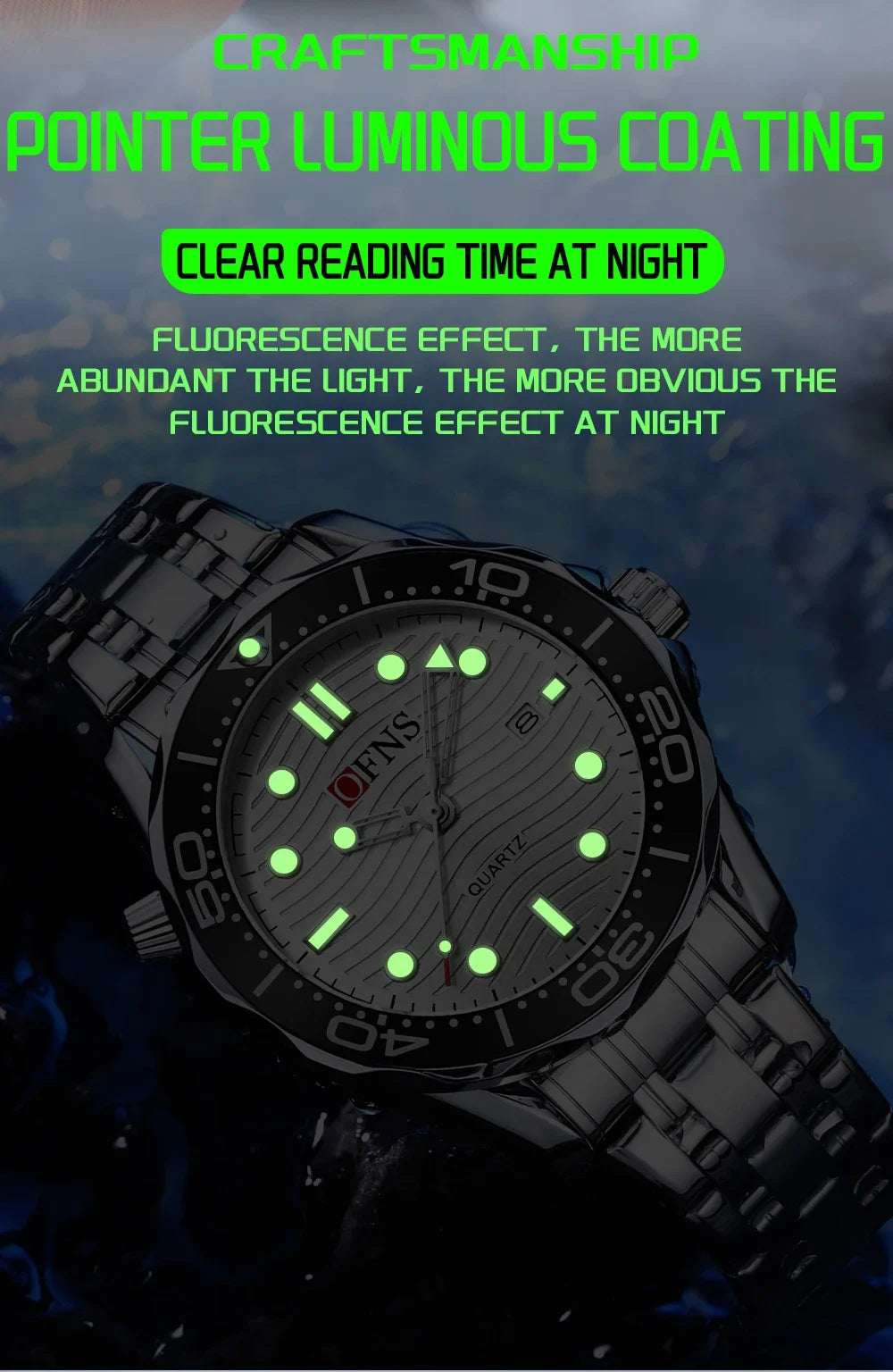 OFNS 7102 Fashion Trendy Men's Watch with Rotating bezel Sports Waterproof Night Light Calendar Men's Quartz Watch