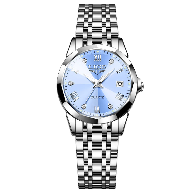 LIGE Top Luxury Elegant Women Watch Fashion Ladies Watch Waterproof Luminous Quartz Wristwatch Reloj Mujer Girlfriend Gifts+Box