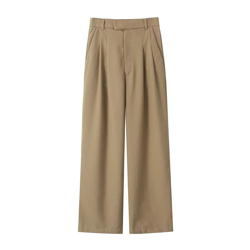Zach Ailsa Spring New Product Women's Fashion Casual Loose V-neck Tank Top Coat Wide Foot Pants Set