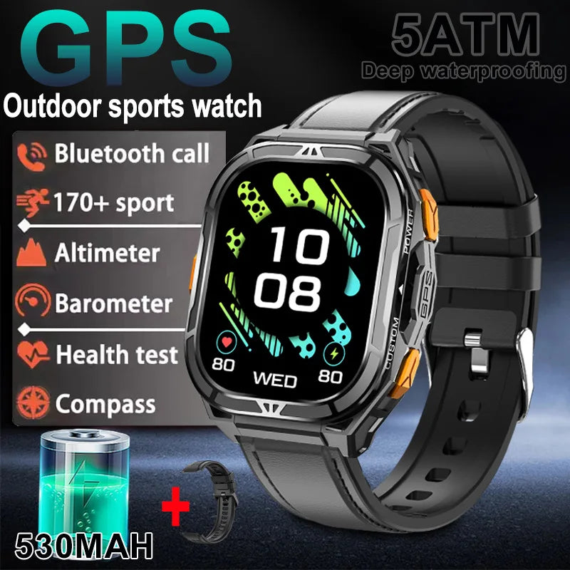 2025 New Dual Frequency GPS Smart Watch Men 1.96-inch HD AMOLED Screen Compass Bluetooth Call 5ATM Waterproof Sports Smart Watch