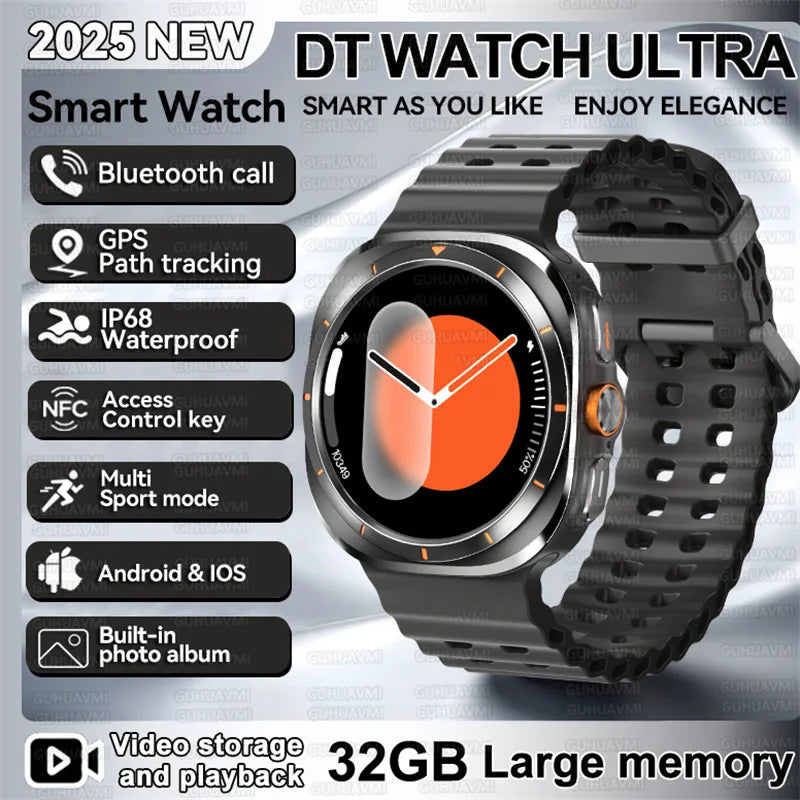 2025 New DT Watch UItra 7 32Gb Large memory AMOLED MP4 Video NFC Men Women HD Bluetooth Call Compass Fitness GPS Tracker Watch