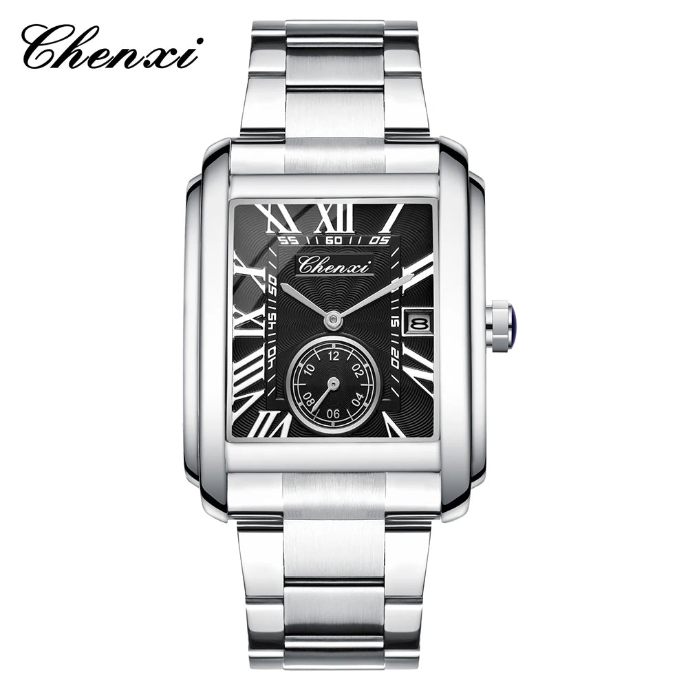 Classic Square Waterproof Watch - Premium Stainless Steel Fashion Quartz