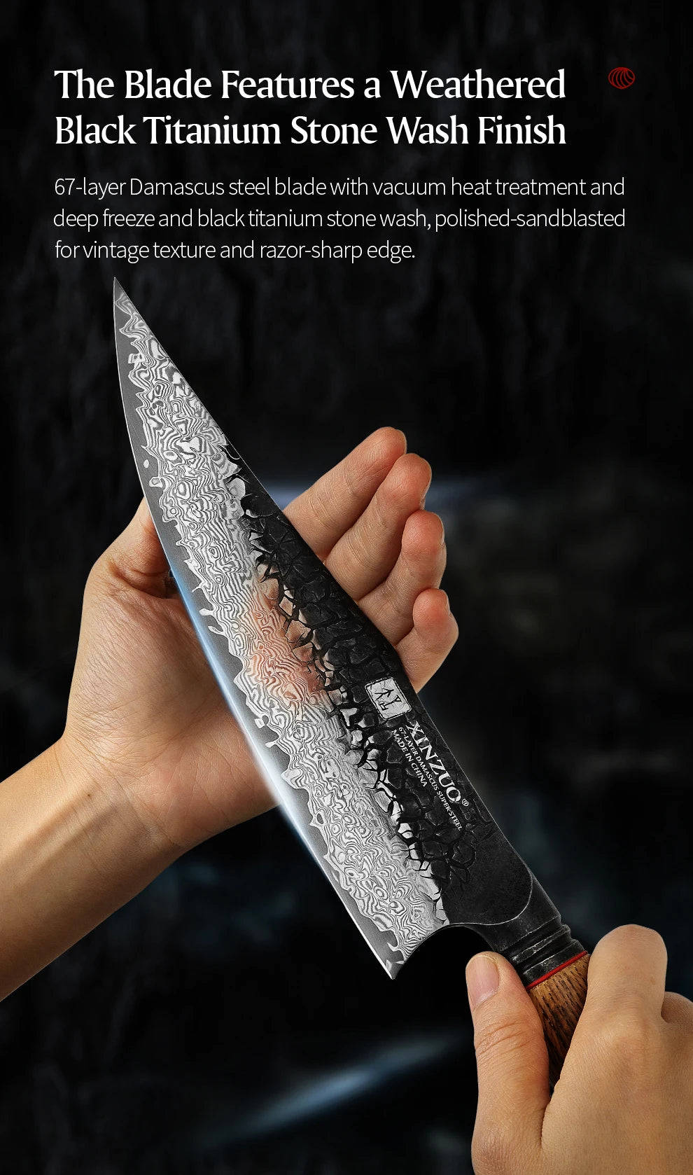 XINZUO 1-5PCS Damascus Steel Kitchen Knife 10Cr15CoMov Steel Core Chopping Vegetables And Fruits Household Kitchen Knife