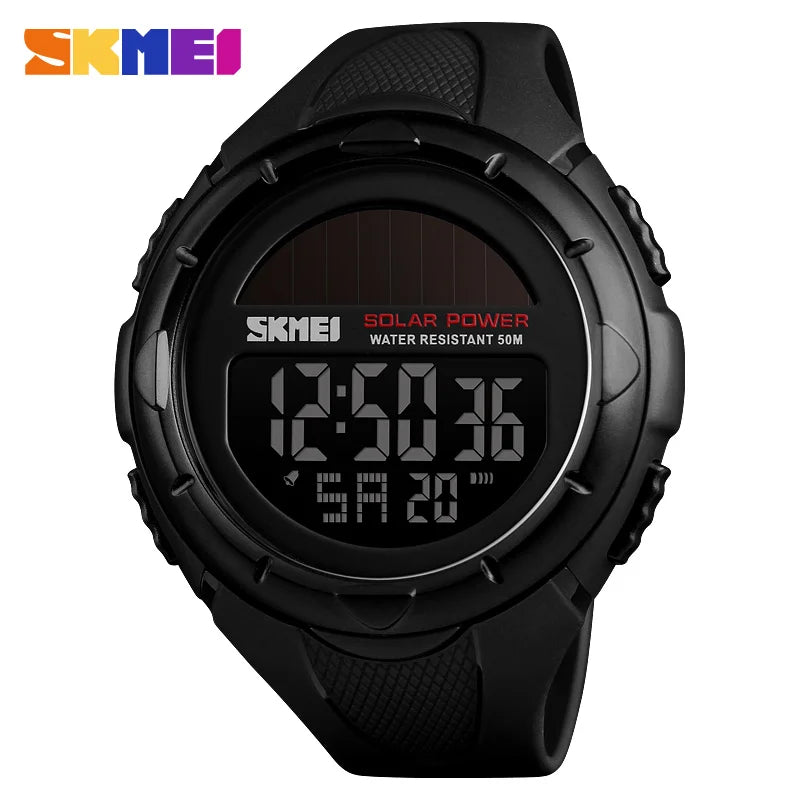 SKMEI Mens Wristwatches Solar For Power Enviormentally Alarm Male Clock reloj hombre Men Luminous Watches Sport Digital