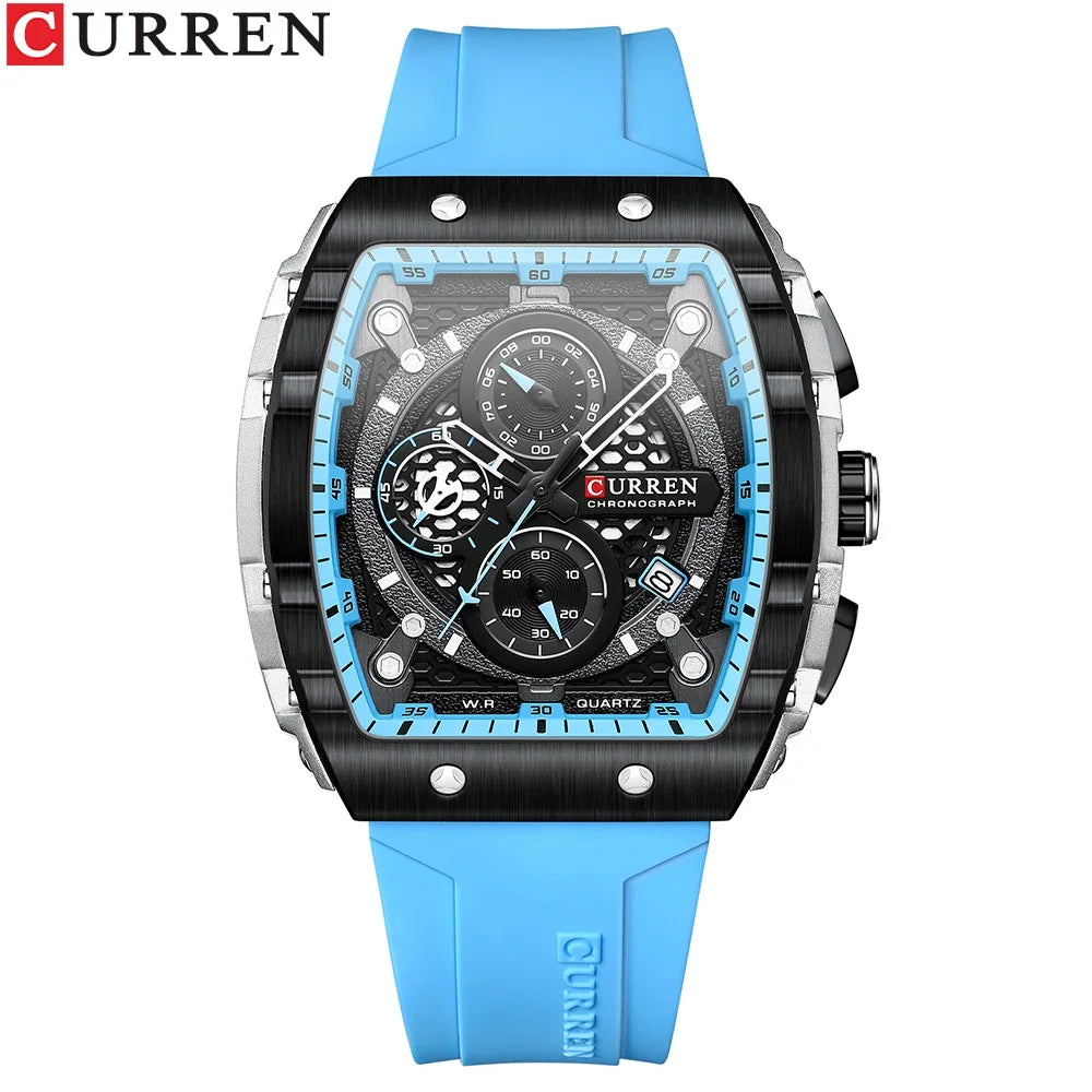 CURREN Men's Luxury Square Chronograph Watch - Waterproof Luminous Quartz