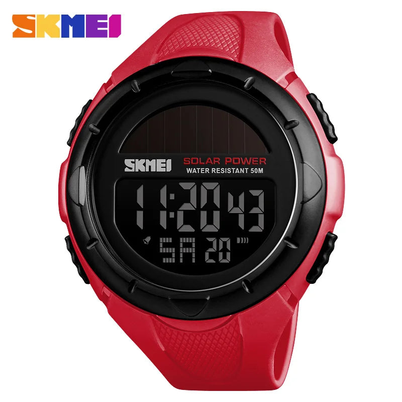 SKMEI Mens Wristwatches Solar For Power Enviormentally Alarm Male Clock reloj hombre Men Luminous Watches Sport Digital