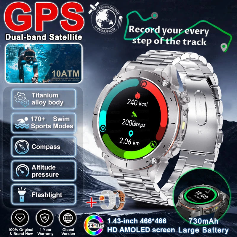 For HUAWEI GPS Smart Watch 10ATM Waterproof Built-in Dual-Band GNSS BT Call Compass  MIL-STD 810H Grade Military Smartwatch 2025