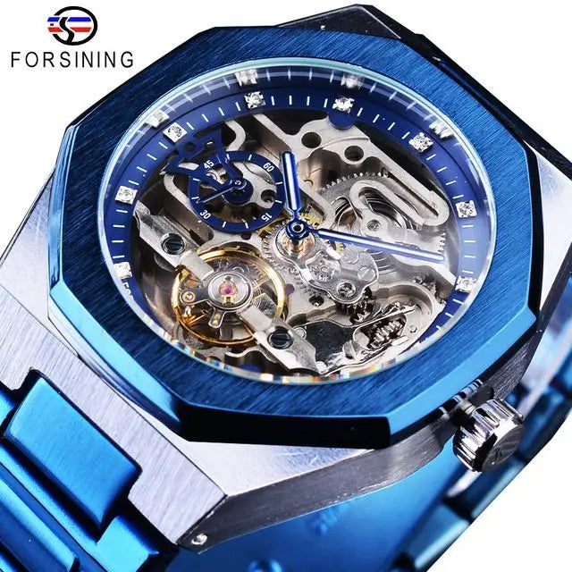 3D Diamond Skeleton Tourbillon Watch - Military Automatic