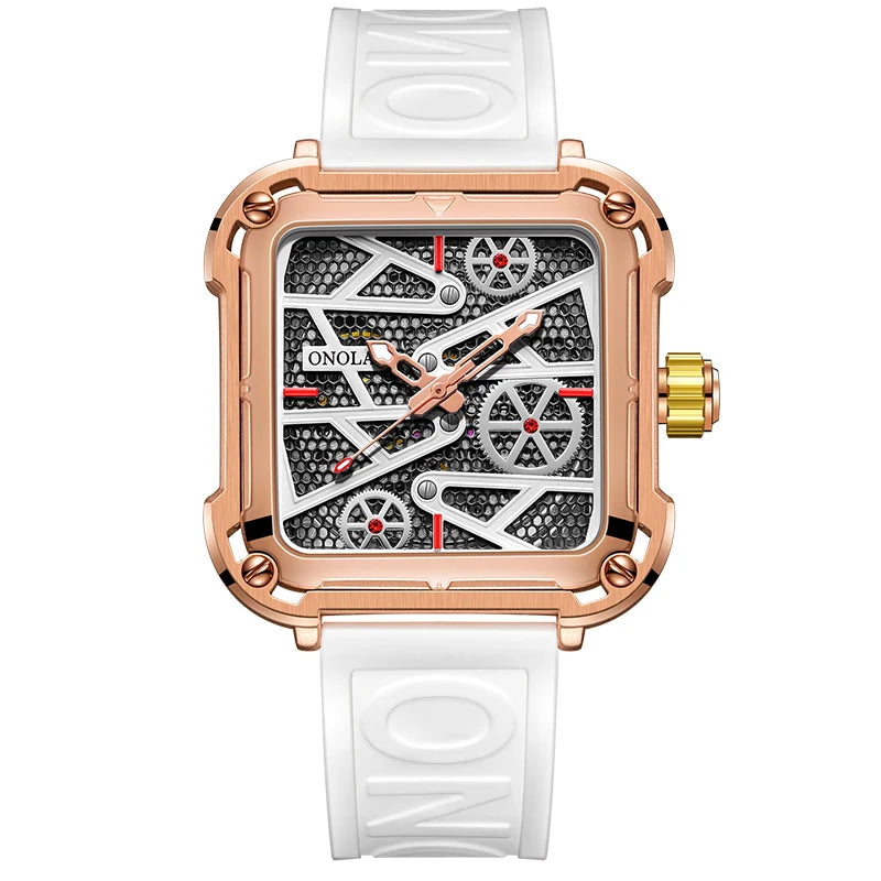 ONOLAWatch Men Skeleton Automatic Mechanical Watch Gold Skeleton Vintage Man Watch Mens Watches Top Brand Luxury часы мужские