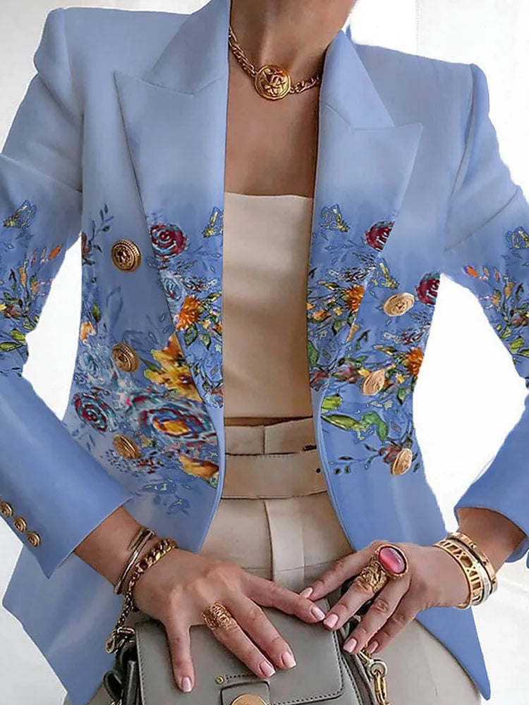 Spring new European and American women's fashion print suit slim suit coats  blazer women  women blazer