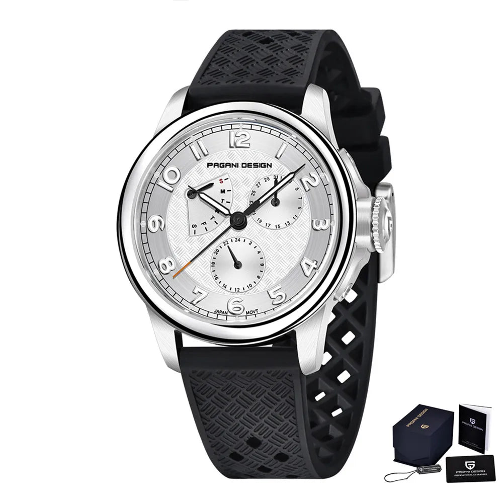 Pagani Design Man Watch 40mm Japan TMI VH88 Movt Sapphire Crystal Calendar 24 Hours 100M Waterproof Quartz Wristwatch reloj homb