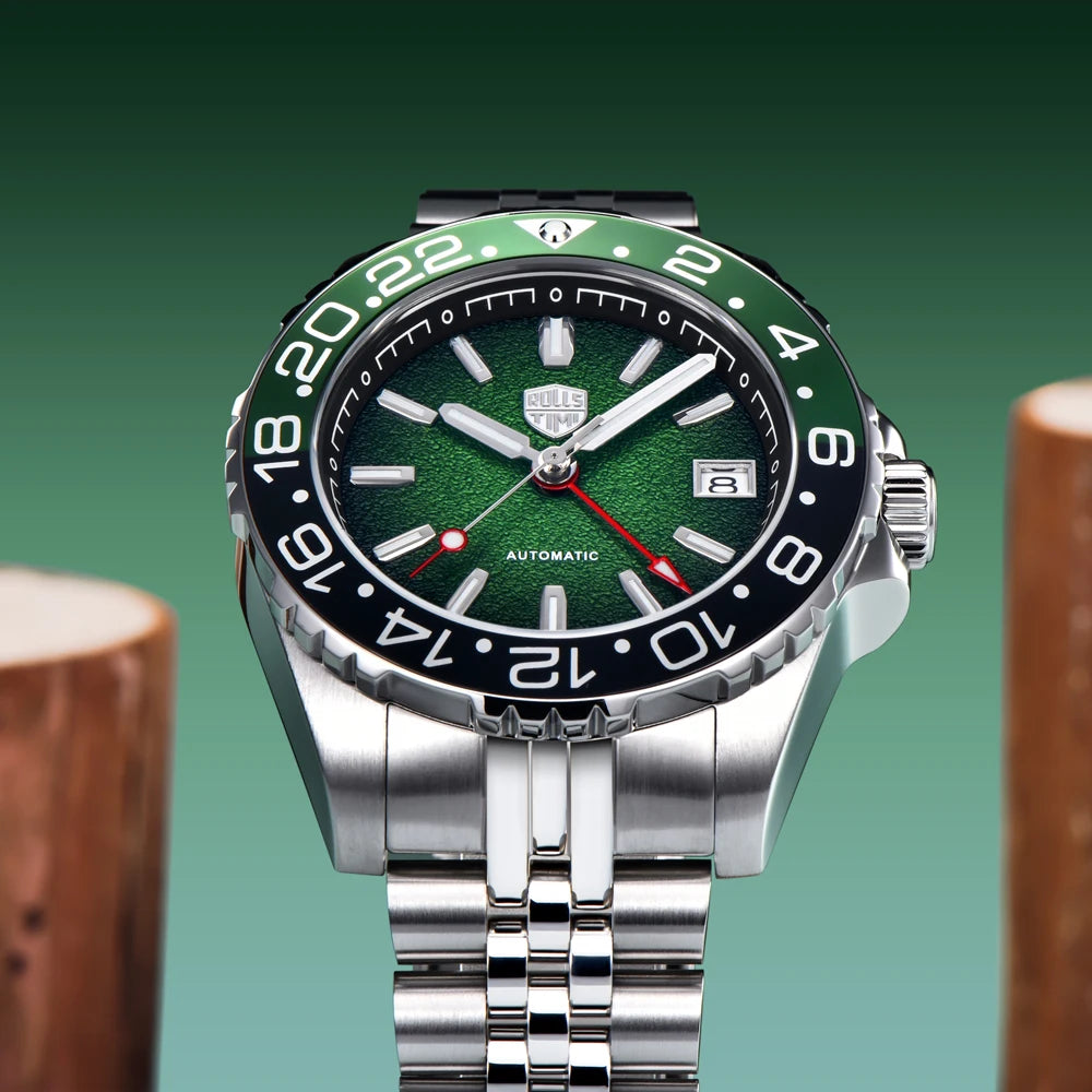 2025 New GMT Men's Watches RollsTimi Automatic Watch For Man NH34 Mechanical Wristwatches AR Sapphire Mirror Luminous Waterproof