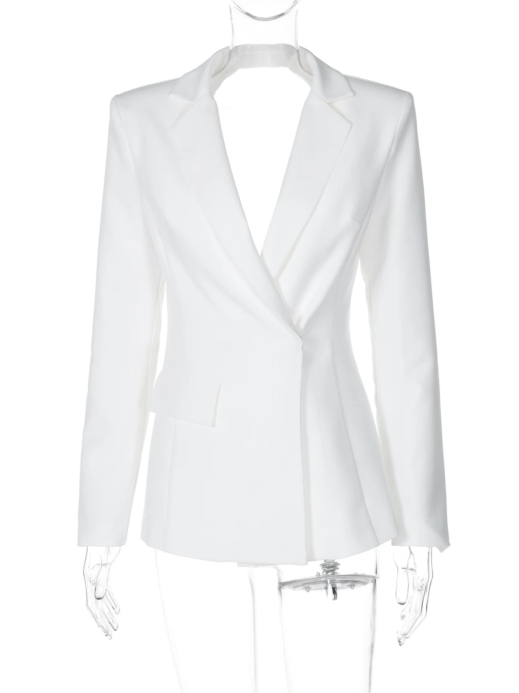 Hugcitar Solid Notched Collar Long Sleeve Button Backless Slip Sexy Oversize Suit Blazer Coat Female Fashion Top Party Vacation