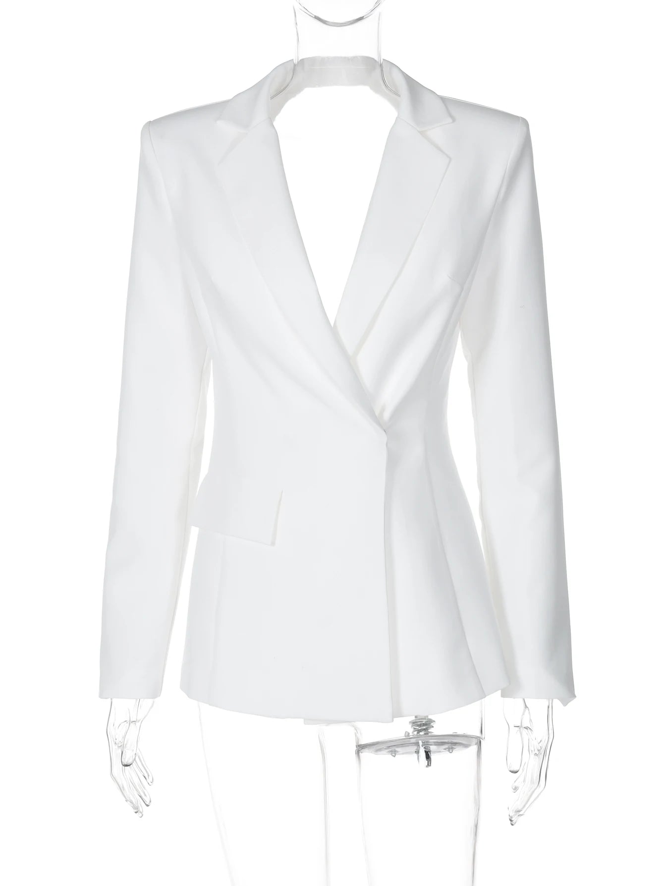 Hugcitar Solid Notched Collar Long Sleeve Button Backless Slip Sexy Oversize Suit Blazer Coat Female Fashion Top Party Vacation