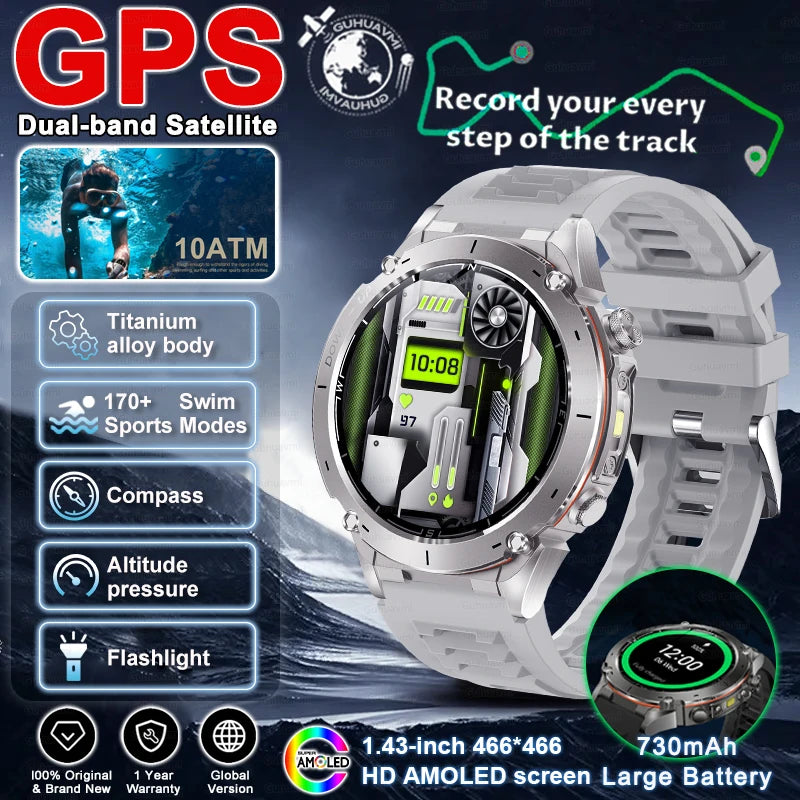 For HUAWEI GPS Smart Watch 10ATM Waterproof Built-in Dual-Band GNSS BT Call Compass  MIL-STD 810H Grade Military Smartwatch 2025
