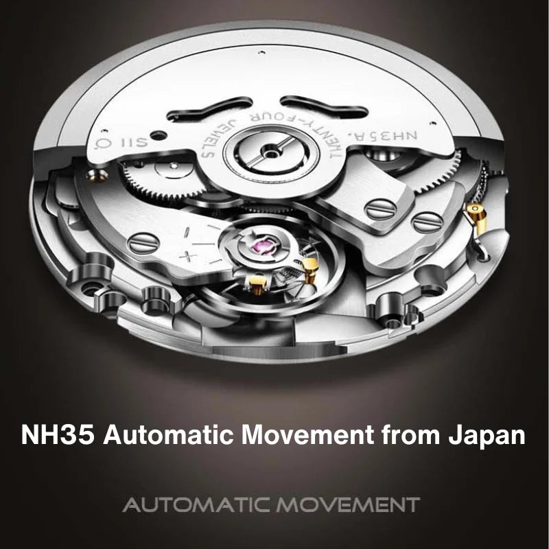 Automatic mechanical watch for Man with NH35 movement from Japan ultra-thin series sapphire mirror with 42mm dial and 11mm thick
