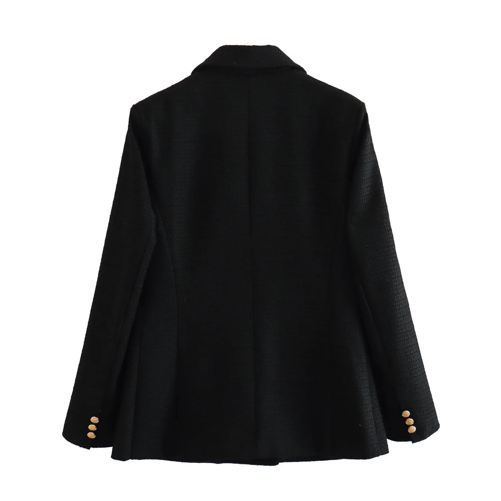 2024 Autumn New Women's Clothing Style Fashionable Versatile Texture Double breasted Mid length Suit Coat