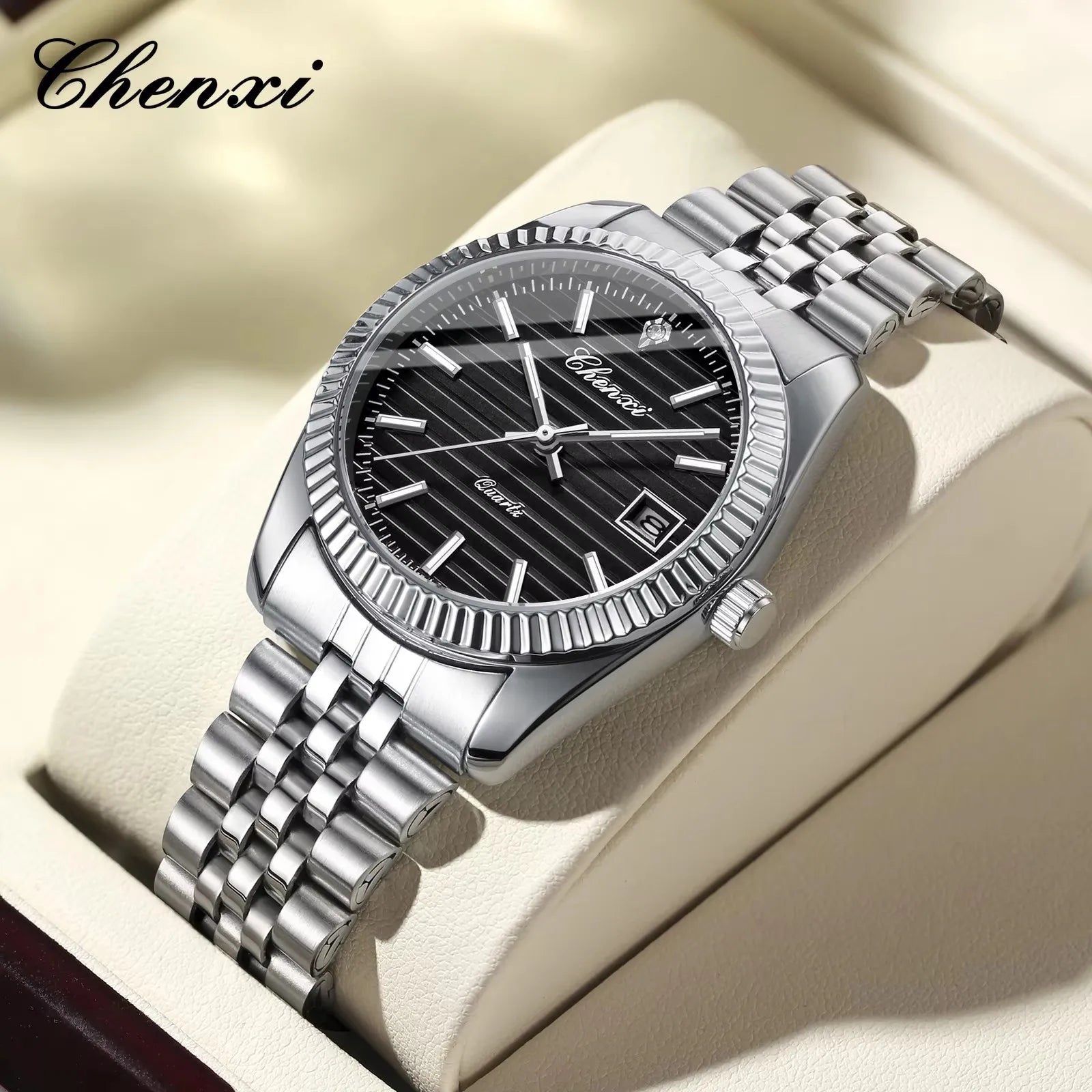 Luminous Date Watch - Waterproof Luxury Stainless Steel Casual Quartz