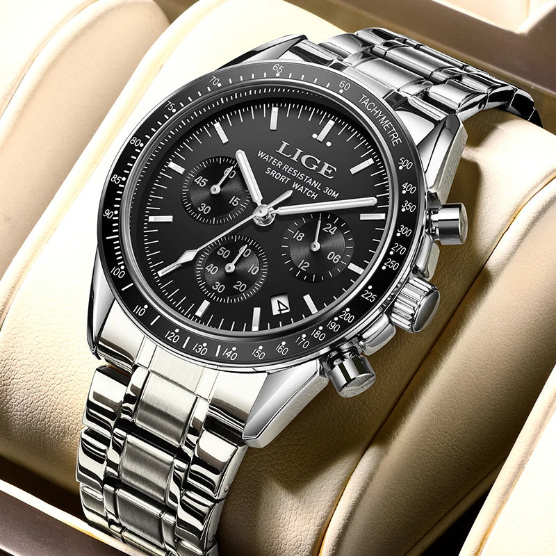 LIGE Titanium Pro - Full Steel Waterproof Business Chronograph