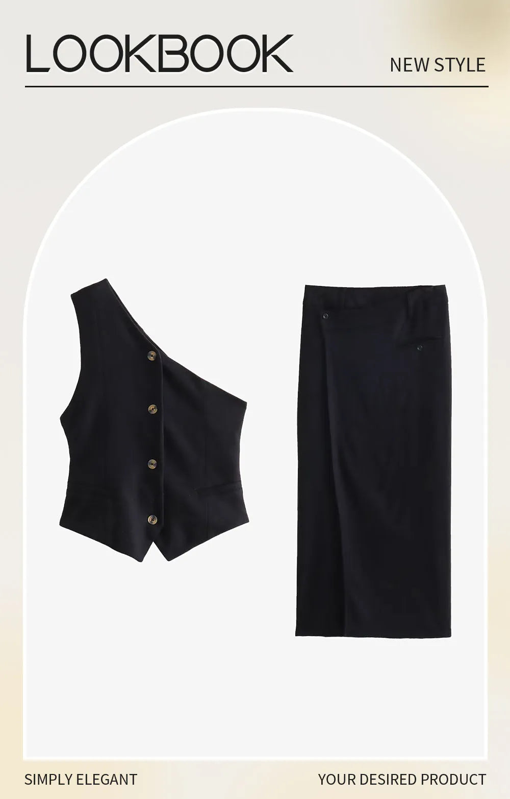UNIZERA 2023 Autumn/Winter New Product Women's New Fashion Style Asymmetric Tank Top Slim Fit Wrap Hip Half Skirt Set