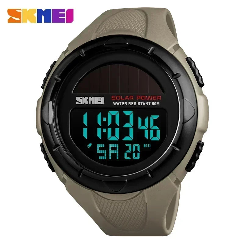 SKMEI 1405 Solar For Power Enviormentally Alarm Male Clock reloj hombre Men Luminous Watches  Sport Digital Mens Wristwatches