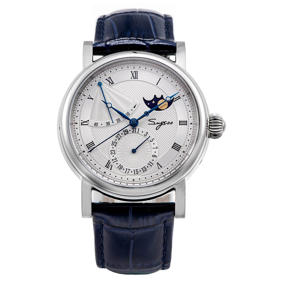 Sugess Moonphase Men's Watch Automatic Mechanical Watches for Tianjin Movement Sapphire Glass Water Resistant Wristwatches New