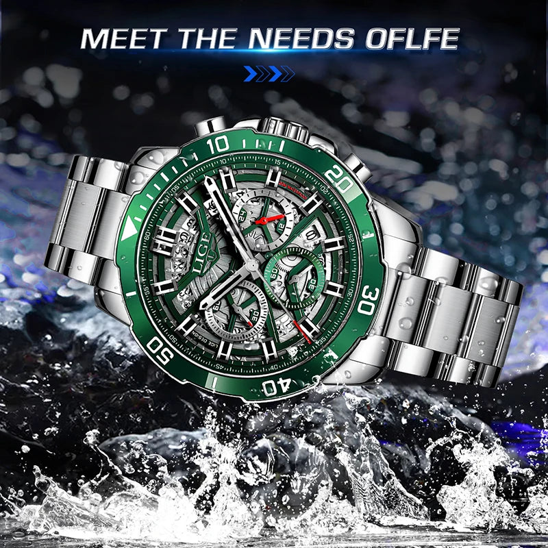 LIGE 2024 Fashion Watches Men Top Brand Business Luxury Mens Watch Sport Waterproof Chronograph Quartz Wristwatches Reloj Hombre