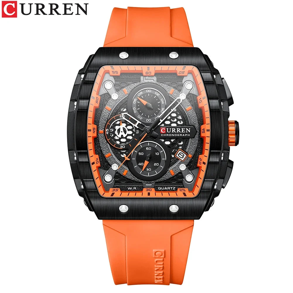 CURREN Men's Luxury Square Chronograph Watch - Waterproof Luminous Quartz