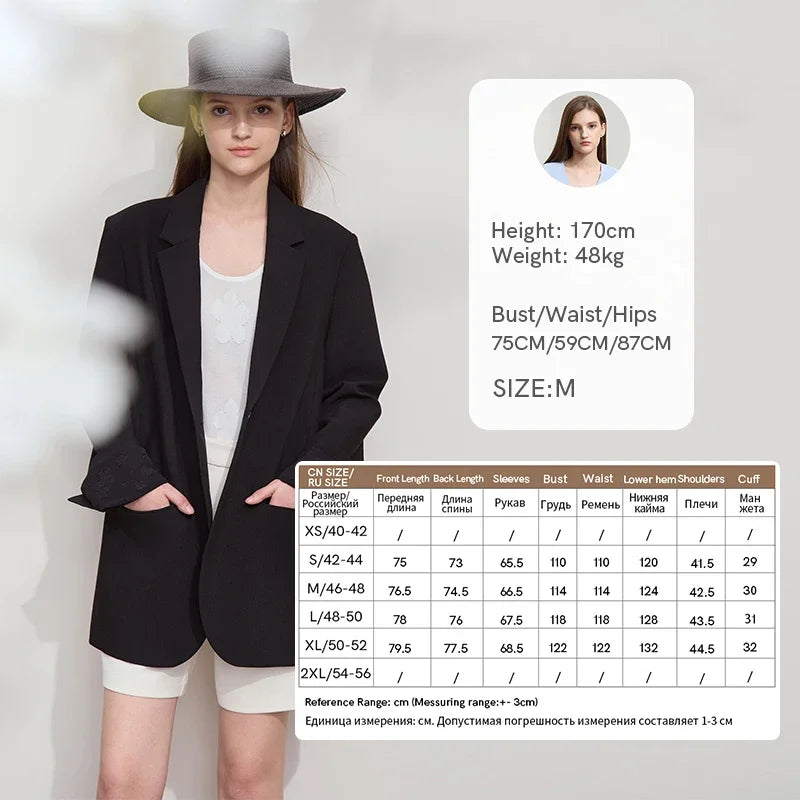 AMII Minimalist Women's Blazer Jacket Shorts 2025 Spring New Fashion Trun Down Collar Mid Length Jacket Basic Shorts 12541161
