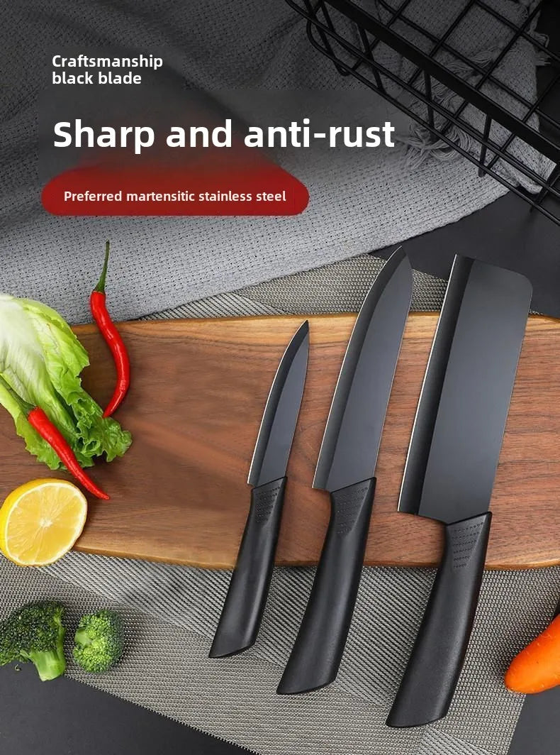 Kitchen Knife Set Chef Knife Black Steel Vegetable Knife Black Fruit Knife Household Kitchen Knife Black Blade