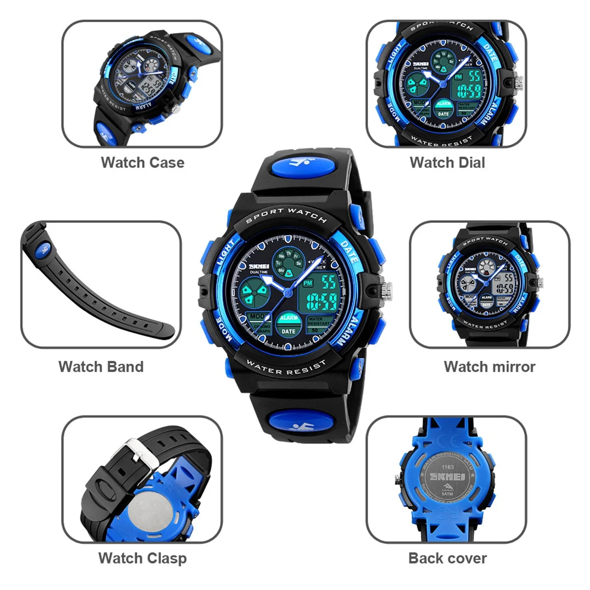SKMEI Dual Time Display Sports Kids Watches Military Back Light 5Bar Waterproof Chrono Alarm Children Wristwatch For Boys Girls