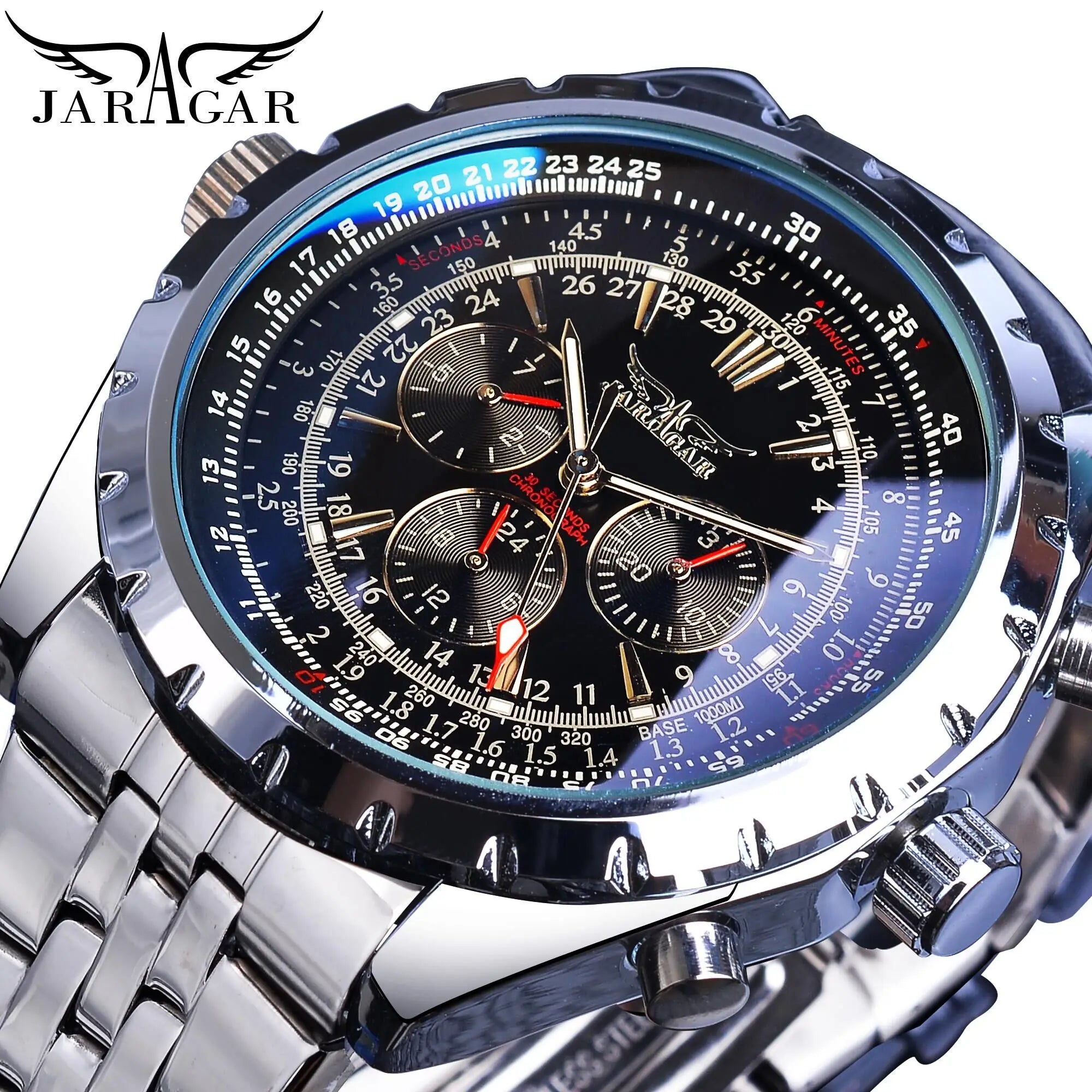 Jaragar Blue Glass Design Automatic Watch