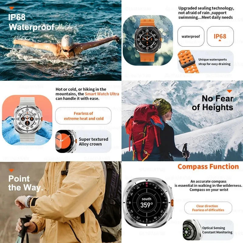2025 New DT Watch UItra 7 32Gb Large memory AMOLED MP4 Video NFC Men Women HD Bluetooth Call Compass Fitness GPS Tracker Watch