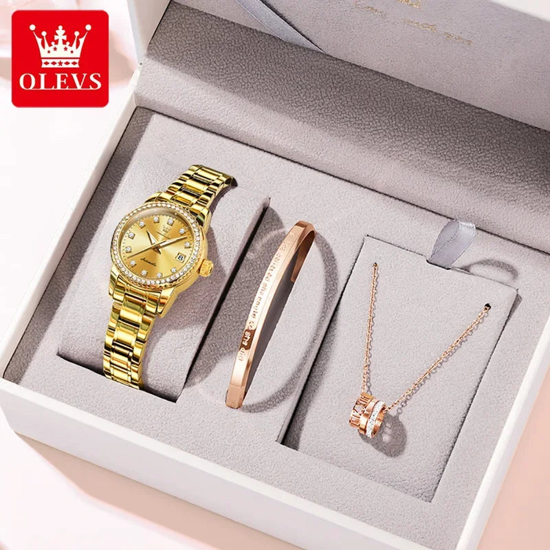 OLEVS-7003 Automatic Mechanical Watches Women Waterproof Luminous Calendar Women Wrist Watch Luxury Watch 2023