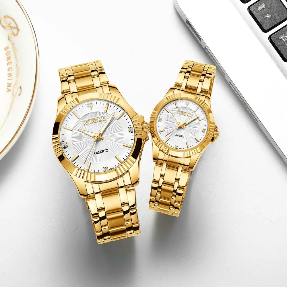 Golden Harmony - Luxury Diamond-Accented Couple's Watch Set