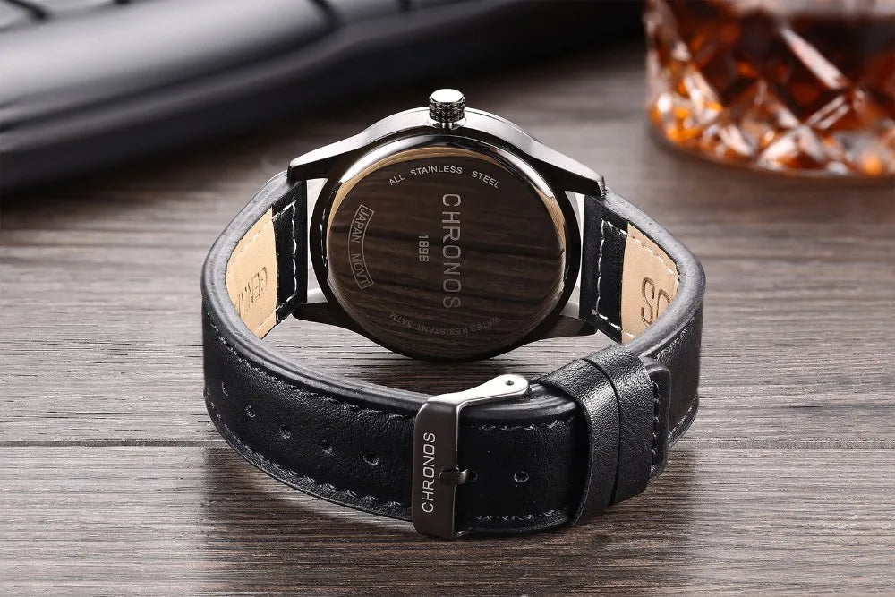 Men's Fashion Causal Calendar Wristwatch Top Brand Waterproof Classic Brown Black Leather Watch Numeral Clock Relogio Masculino