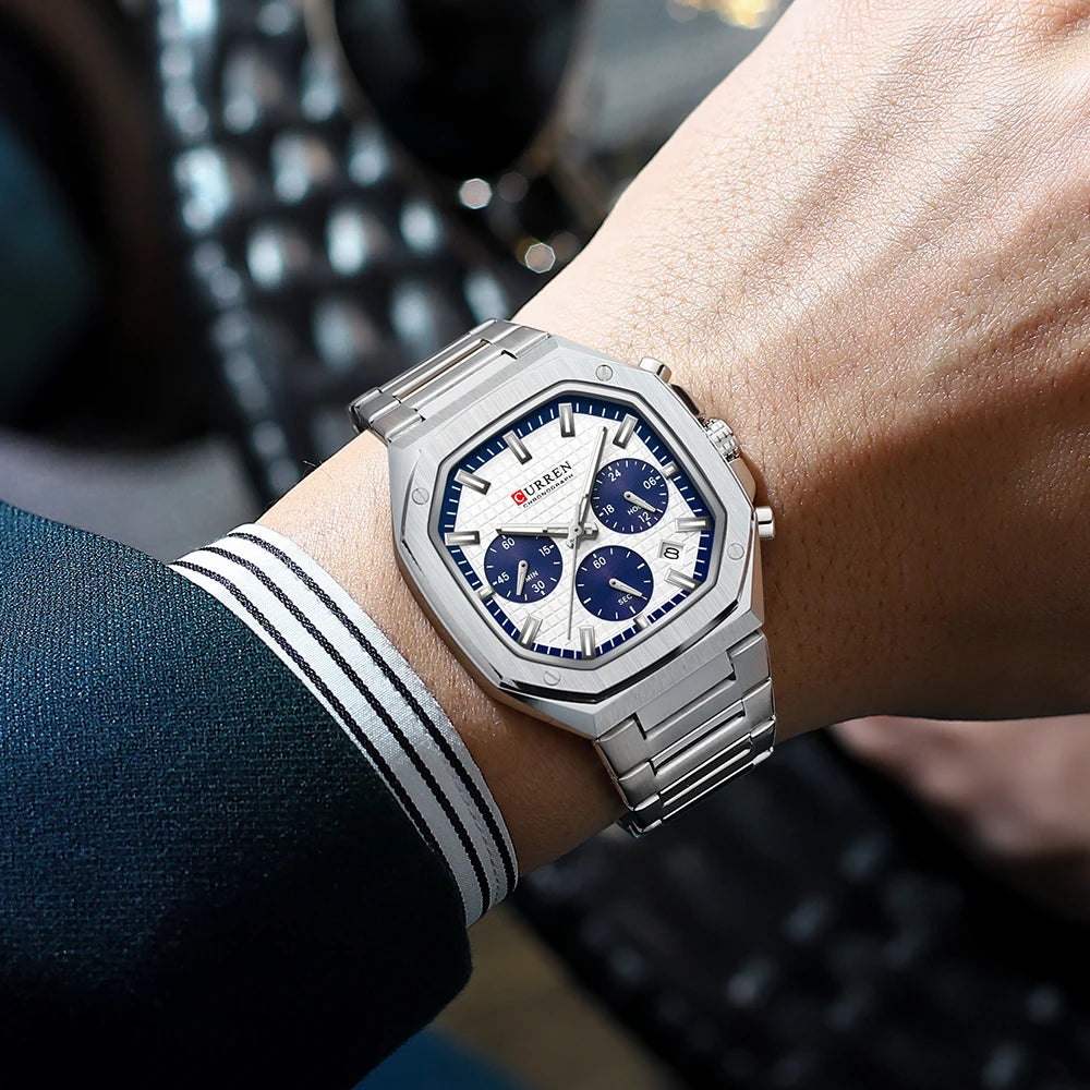 Curren Men's Sports Watch - Multifunctional Luminous Steel Bracelet Timepiece