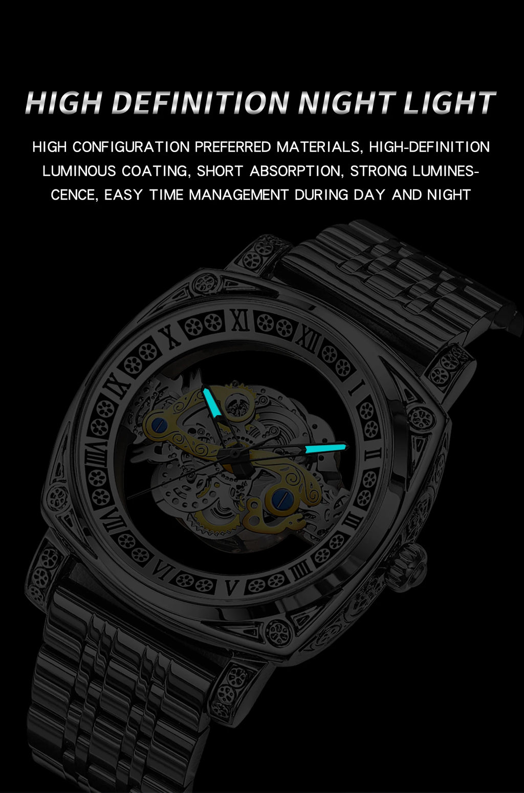 BINBOND Top Brand New 432 Tourbillon Men's Fully Automatic Luminous Hollow Watch Fashion Sports Non Mechanical Watch 2025