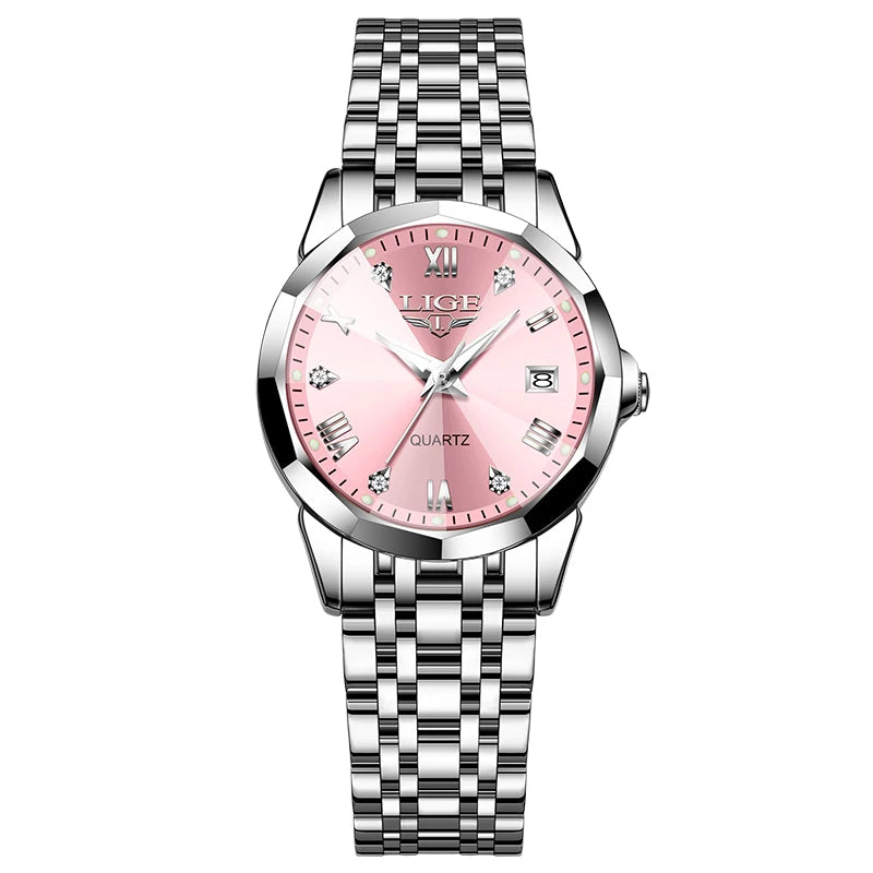 LIGE Top Luxury Elegant Women Watch Fashion Ladies Watch Waterproof Luminous Quartz Wristwatch Reloj Mujer Girlfriend Gifts+Box